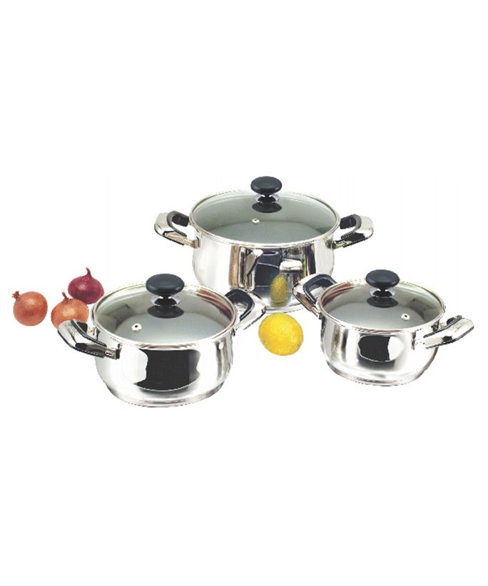 3-piece three-layer-bottom cookware set SUNHOUSE SH768 (GLASS LID)  