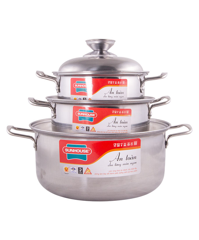 3-piece stainless steel cookware set HAPPY TIME HPT224 001