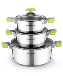 3-piece three-layer-bottom cookware set SUNHOUSE SH336