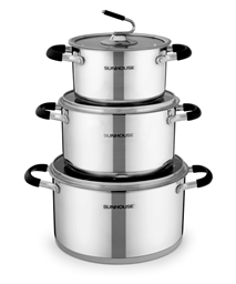 3-piece three-layer-bottom cookware set SUNHOUSE SH891 
