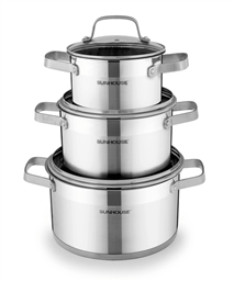3-piece five-layer-bottom cookware set SUNHOUSE SH780 