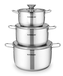 3-piece three-layer-bottom cookware set SUNHOUSE SH338
